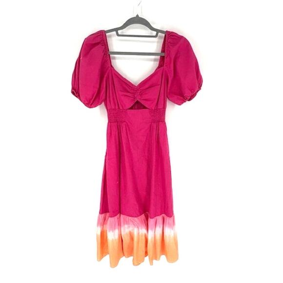 SACHIN + BABI Bri Tie Dye Midi Dress with Cut Out and Puff Sleeves – Size 6 - Picture 3 of 8